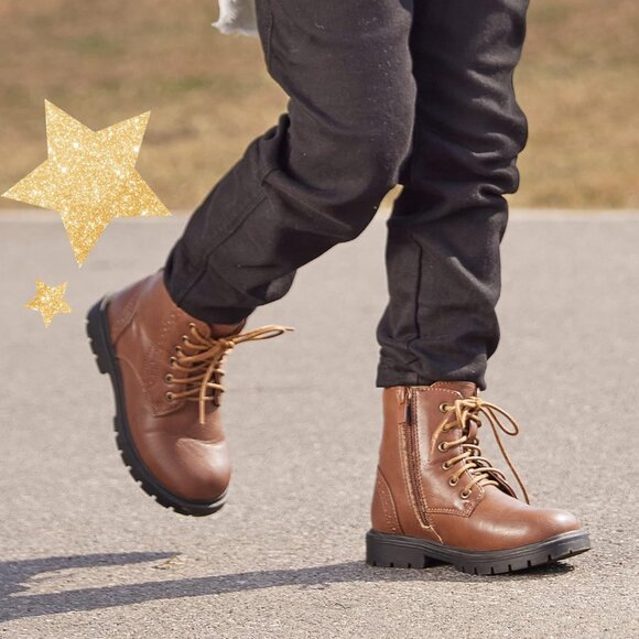 Dream Pairs Boys Girls Brown Side Zipper Combat Thermoplastic Elastomers Boots - Picture 5 of 6